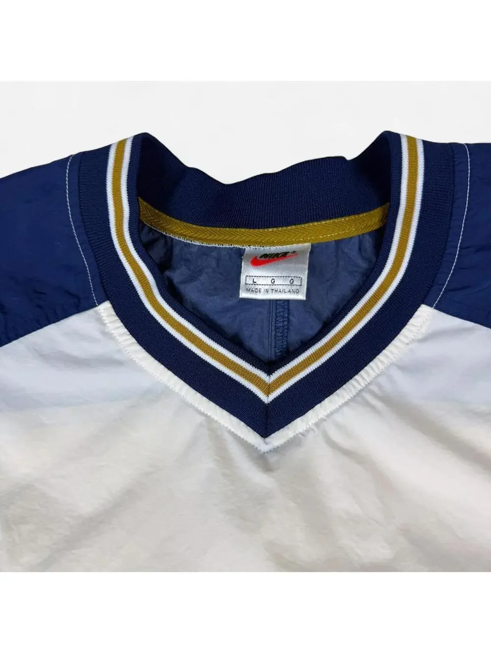 Nike 90s cream navy gold colorblock crop windbreaker jacket size L